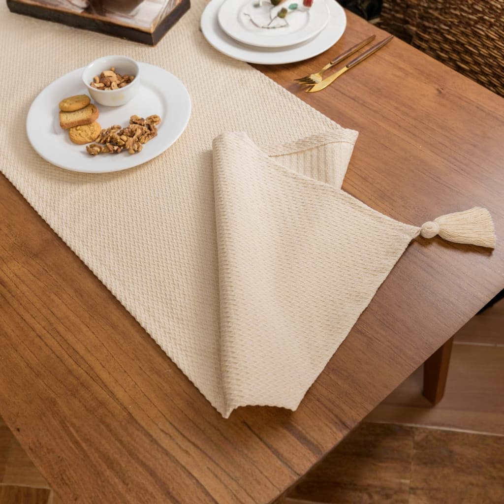 Trilho Caminho de Mesa Cru Decorativo Bruma Algodão em Tear Luxo Várias Cores e  Medidas 40x300cm / 40x220cm / 40x140cm