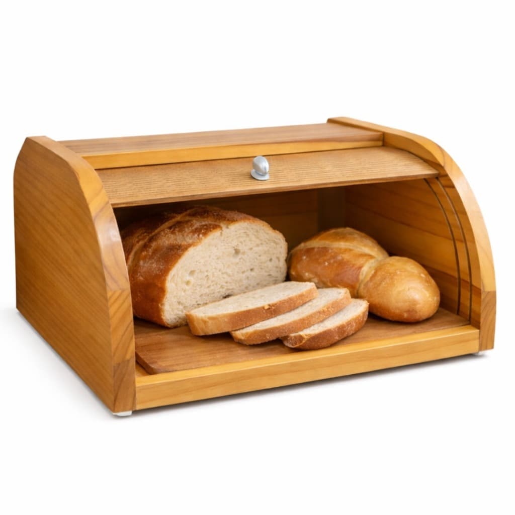 Porta Pão Em Madeira Teca De 15mm Cozinha Armazenamento De Pães