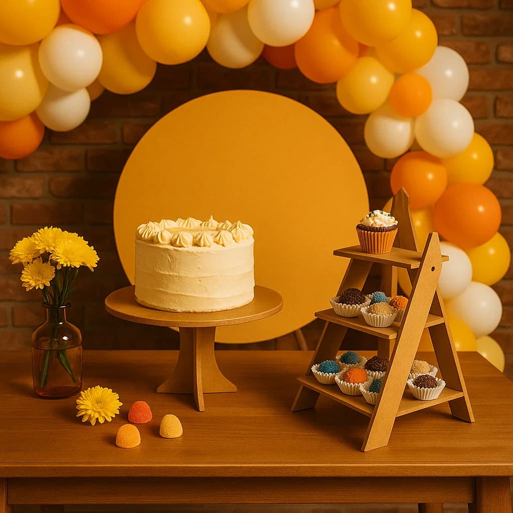 Kit Festa Mdf Arco Escada Boleira Mesa Decoração 3 Peças
