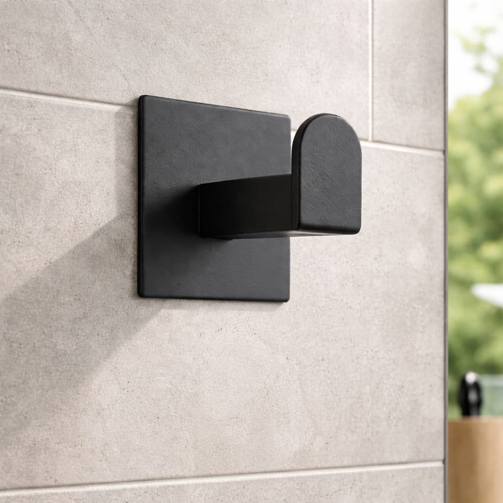 Gancho Multiuso de Parede em Aço Inox Preto – Suporte Cabide Moderno e Resistente