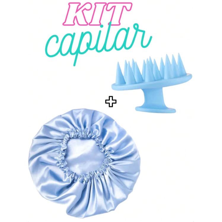 Kit Capilar Para Cabelos Touca De Cetim E Massageadora Para Cabelos - Cores Sortidas
