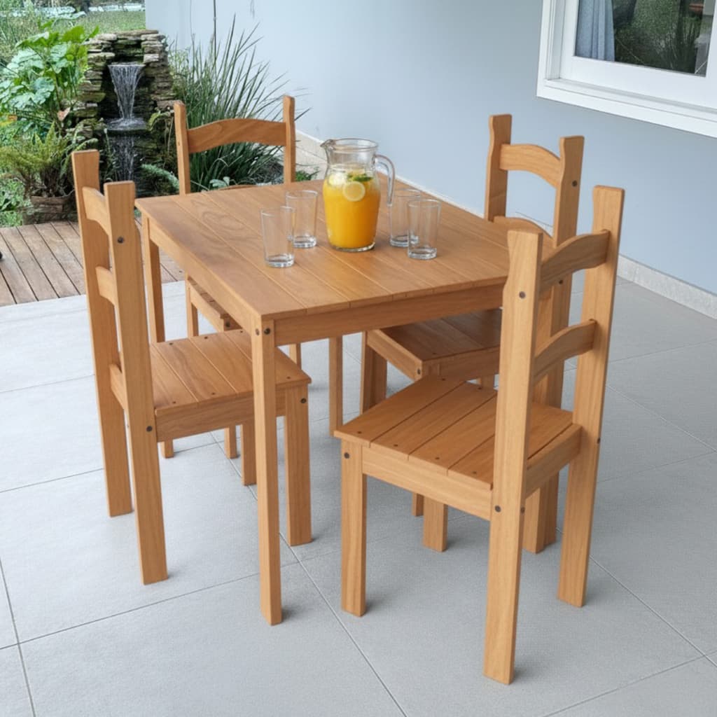 Jogo De Mesa De Jantar 100x70 Com 04 Cadeiras