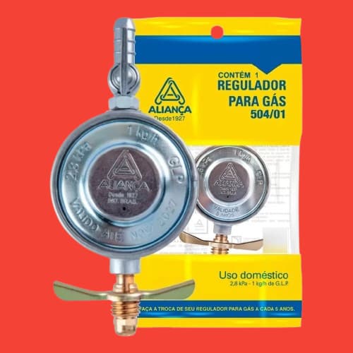Kit 10 Registros Reguladores de Gás ALIANÇA GLP Botijão 13kg 504/01