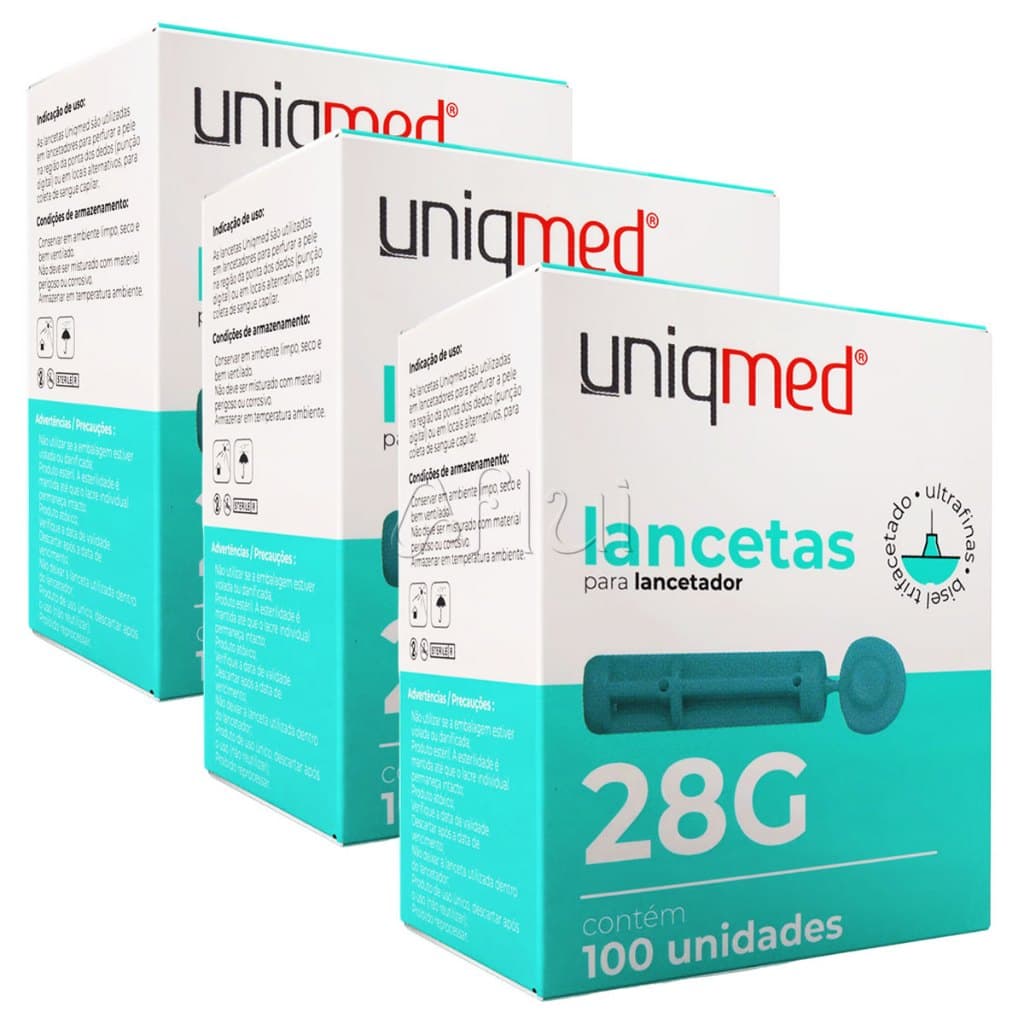 Lanceta para Lancetador 300 Lancetas Uniqmed Ultrafina Glicemia