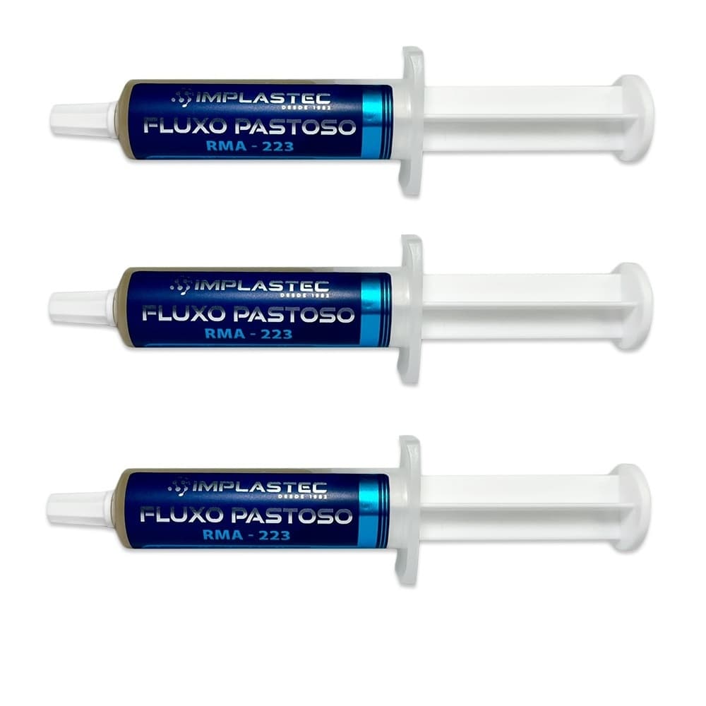 Kit com 3x Fluxo de solda Pastoso Implastec Rma-223 10g Reflow Reballing Bga