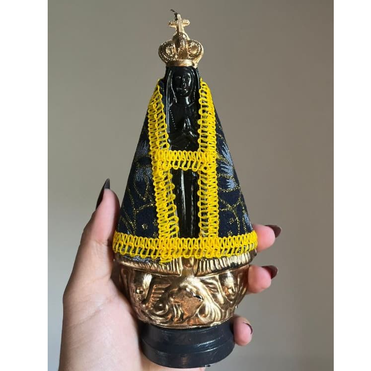 Imagem Nossa Senhora Aparecida 10cm - Plástico Manto Decorado Religiosa