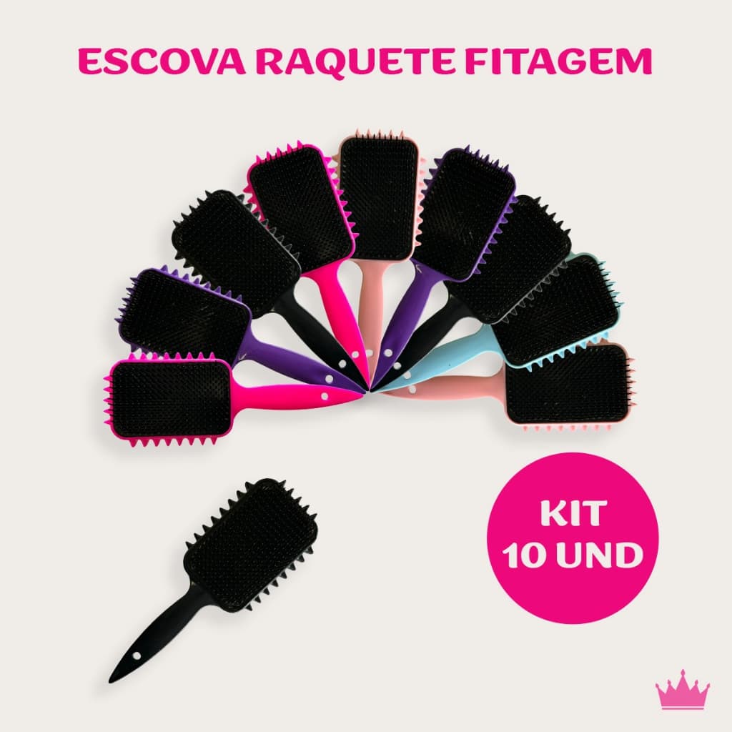 Kit 10 Escovas Onda de Cabelo Finalizadora com Cabo Fitagem Para Cabelo Cacheado