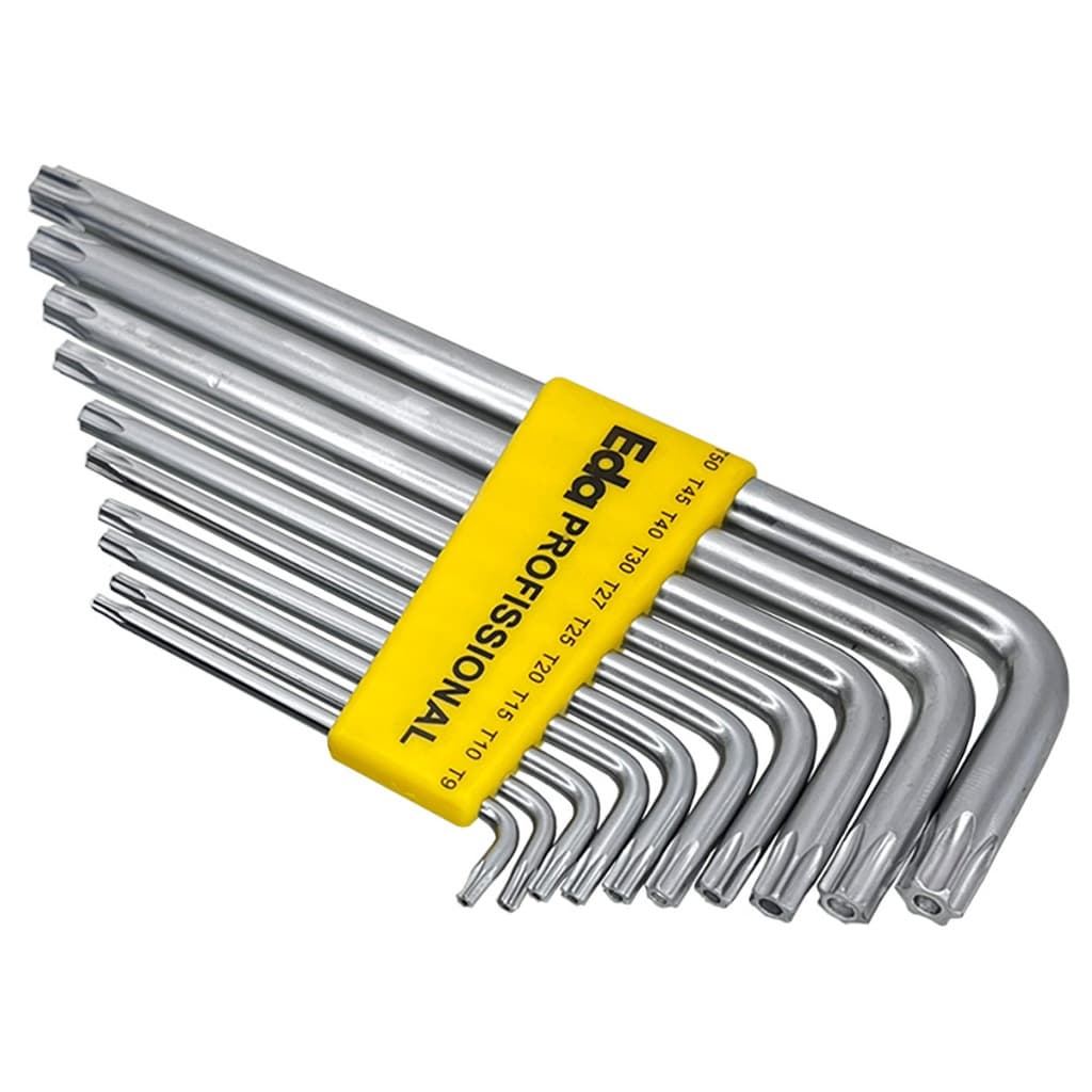 Chave Torx T9 A T50 Jogo 10 Peças Tipo L Com Furo Guia Chave Torque