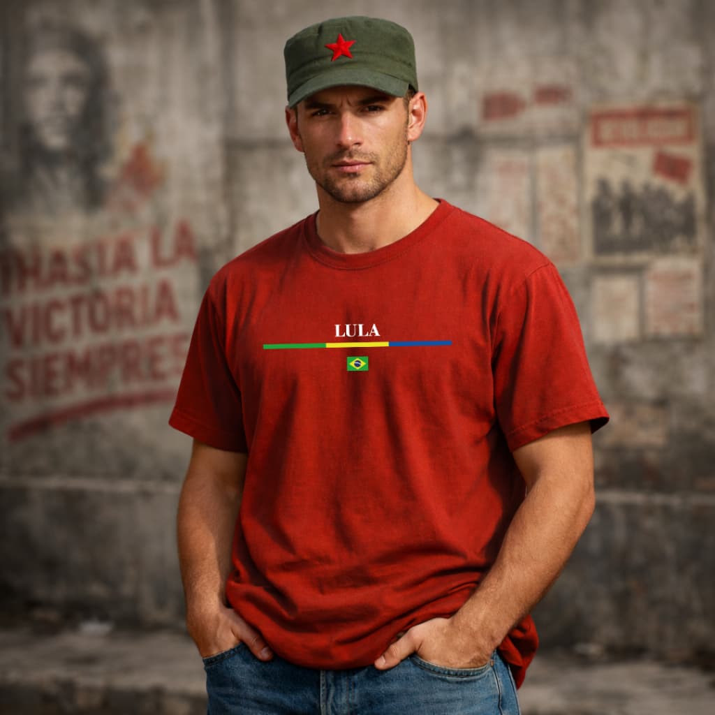 Camiseta Brasil Lula Masculina Algodão 100% Gola Redonda Manga Curta Estampa Casual Confortável