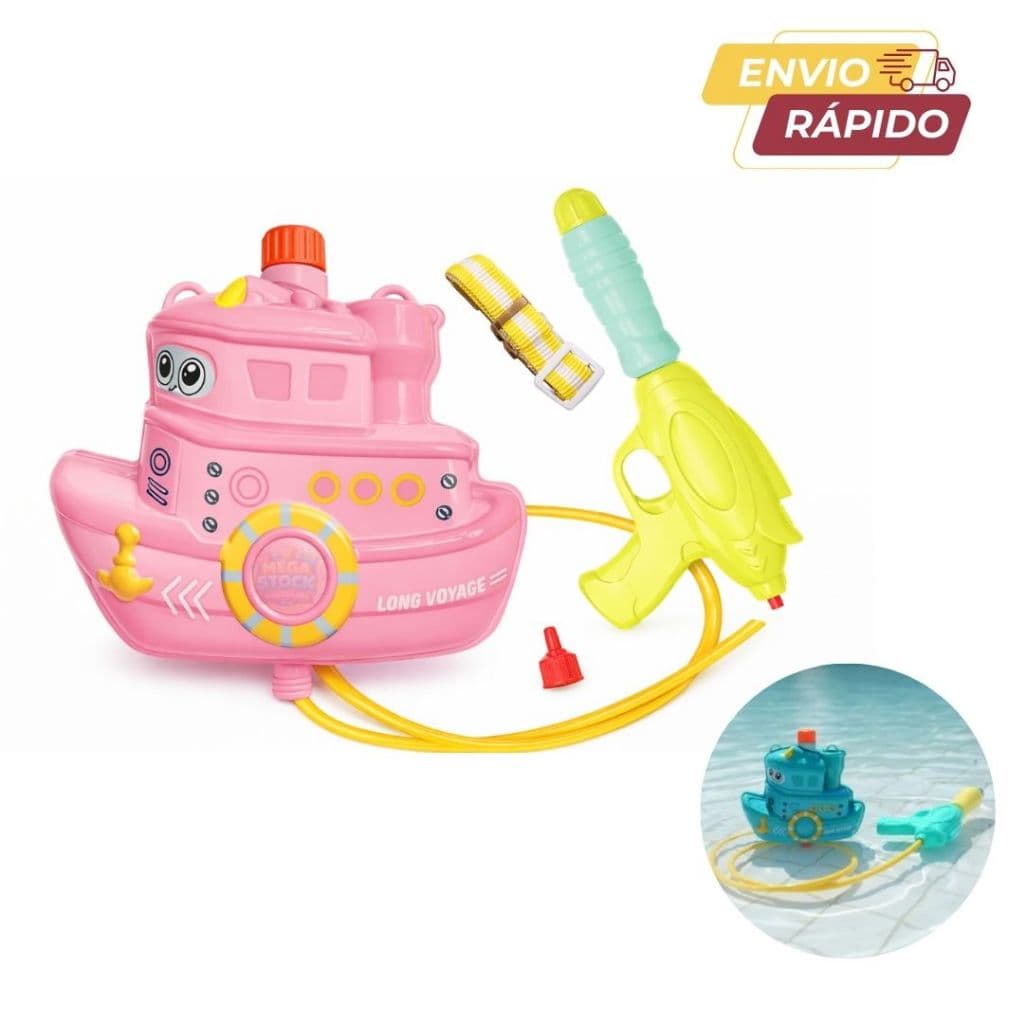 Lança Água Infantil Com Mochila Barco Refrescante Diversão Verão Piscina Menino Menina