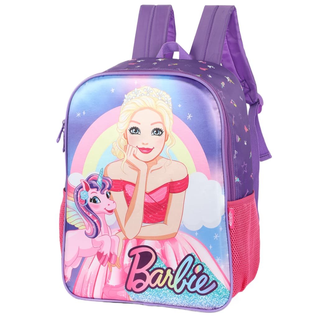 Mochila Escolar de Costa de Menina Barbie Boneca Infantil Unicórnio Qualidade Fashion Love Reforçada