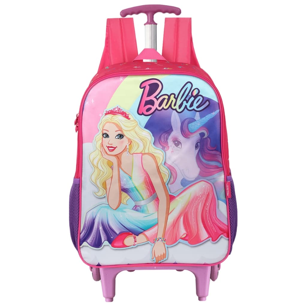 Mochila da Barbie Escolar Rodinhas Menina Juvenil Infantil Boneca Desenho Love Reforçada