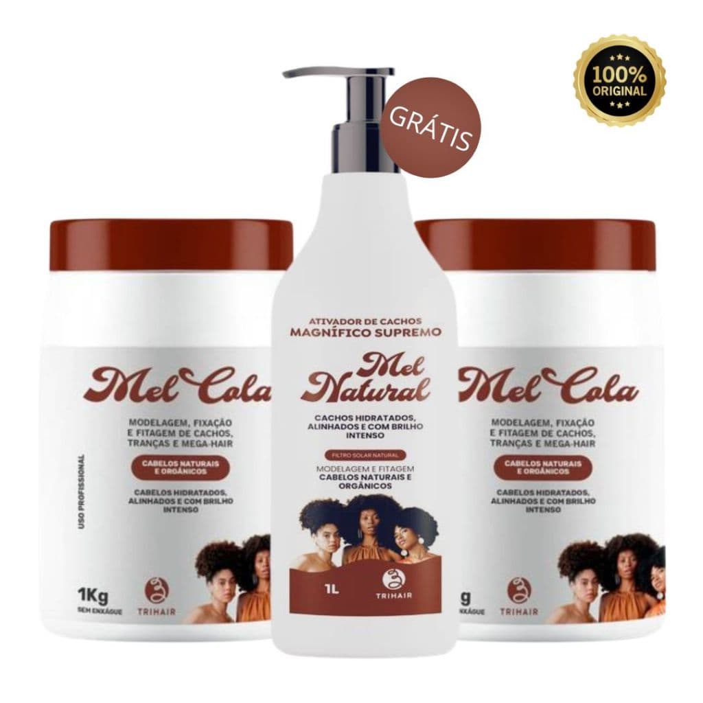 2 Mel Cola Trihair - 1kg + Ativador Mel Natural 1kg TRIHAIR