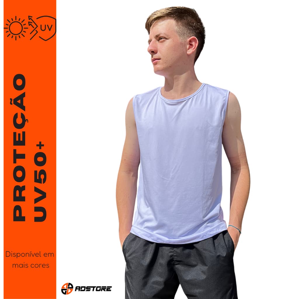Regata Masculina Proteção UV 50+ ADSTORE Tecido Leve Secagem Rápida Treino Academia Esporte Fitness