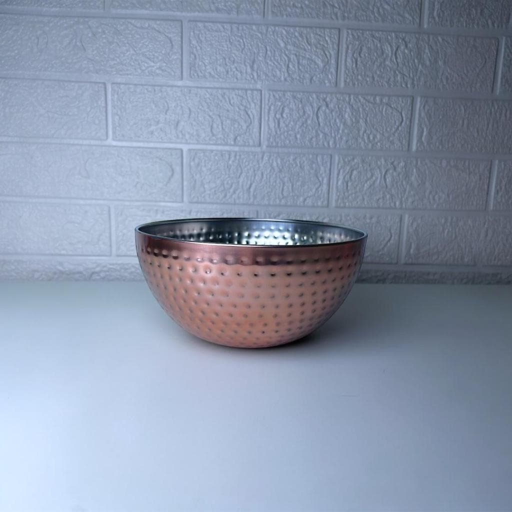 saladeira tigela inox martelada rose 1.75 litros 19 cm