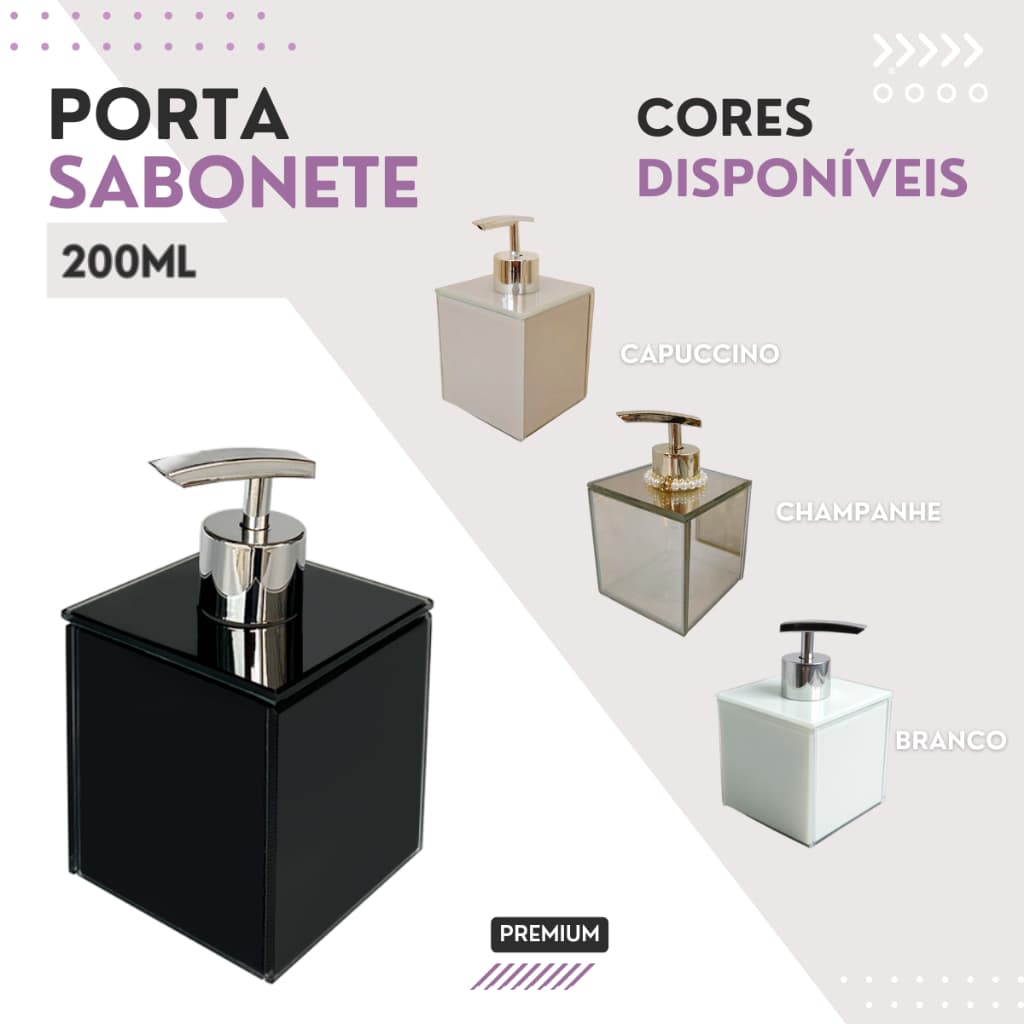 Porta Sabonete Saboneteira Liquida em Vidro Luxo Com Válvula Pump Para Banheiro e Lavabo
