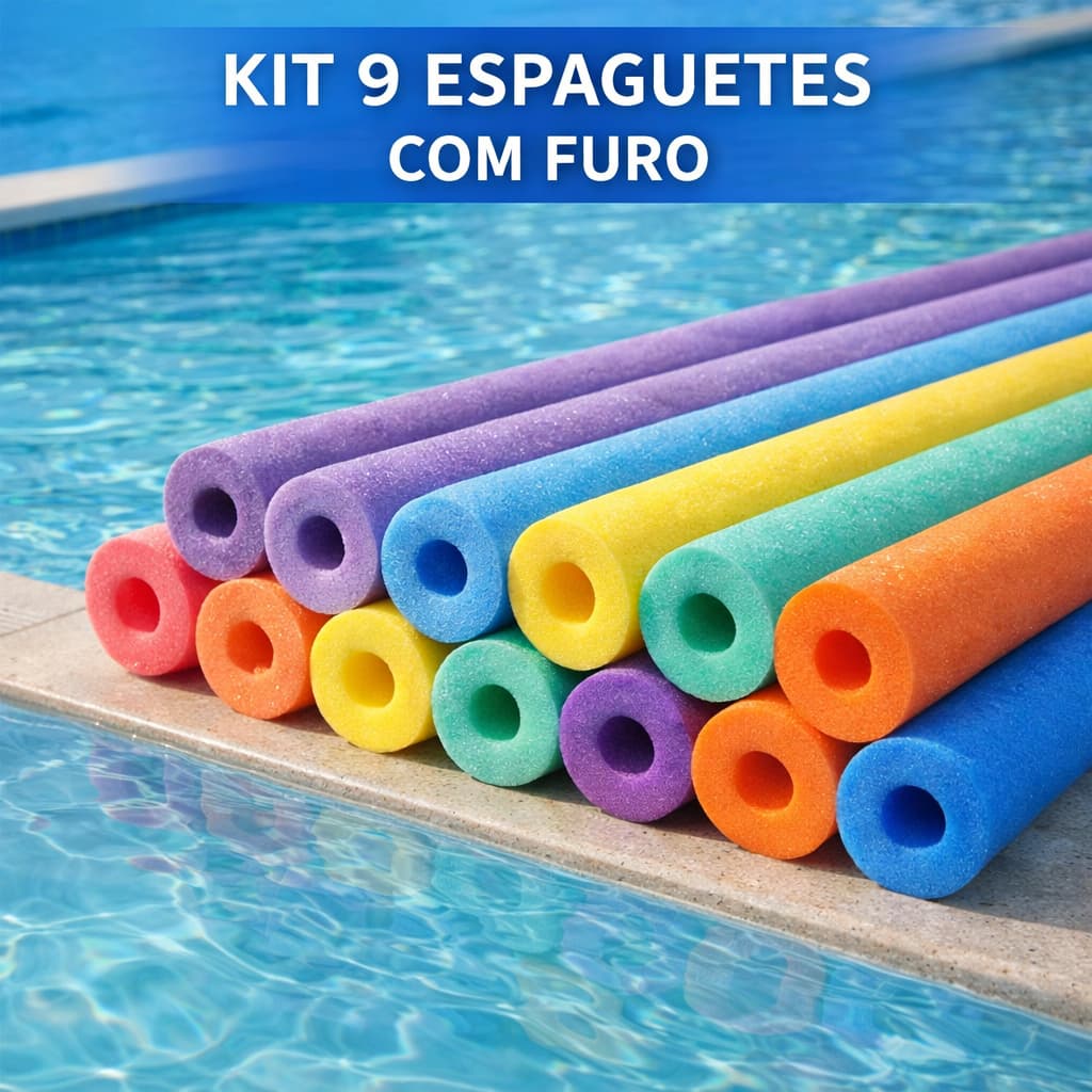 3/6/9 Boias Espaguete Flutuante Piscina com Furo Coloridas 1,65m Alta Flutuação Cores Vivas