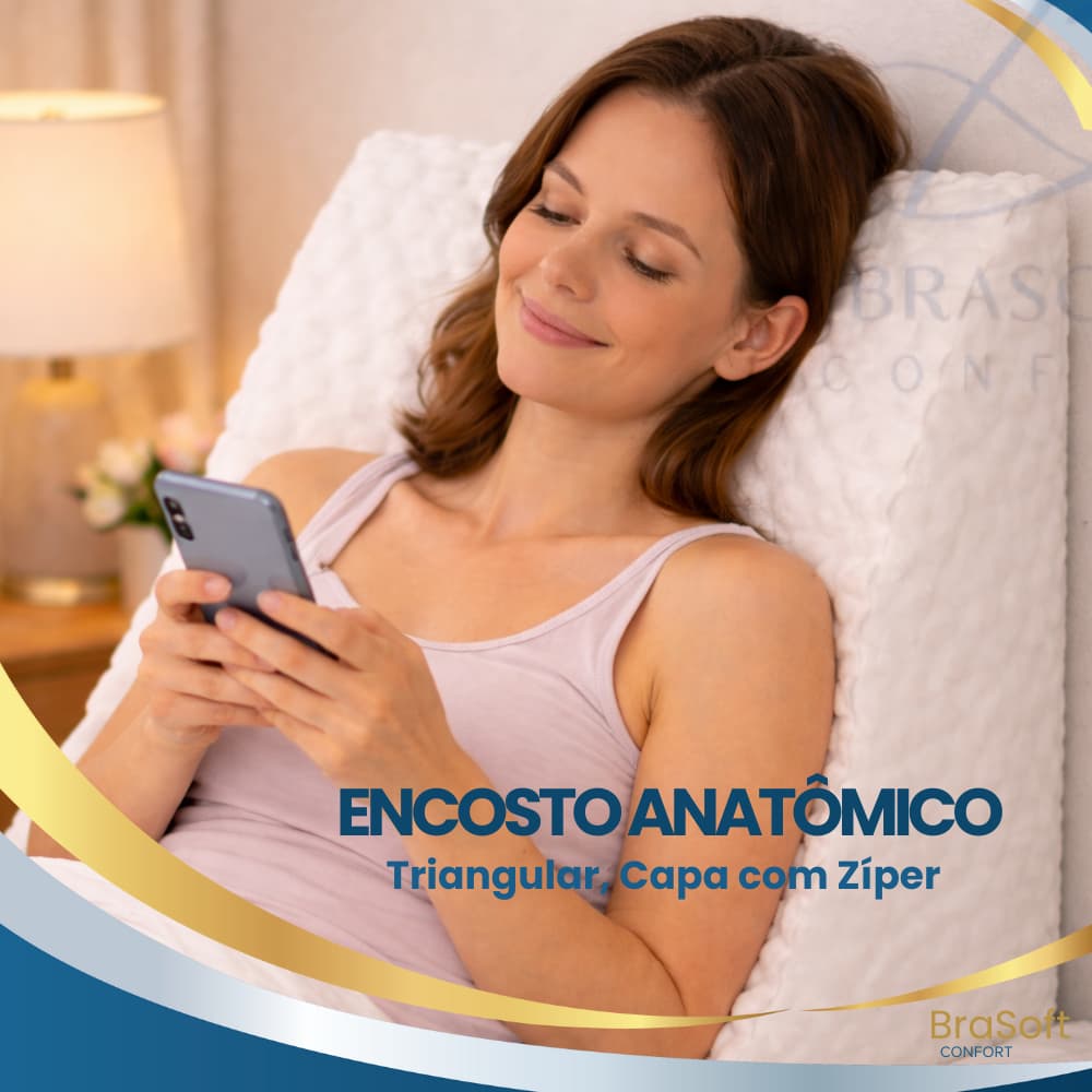 Travesseiro Encosto Triangular Brasoft Repouso Leitura Capa Com Ziper