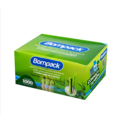 Palitos de Bambu Mentolados Bompack - Embalagem com 1000 Unidades