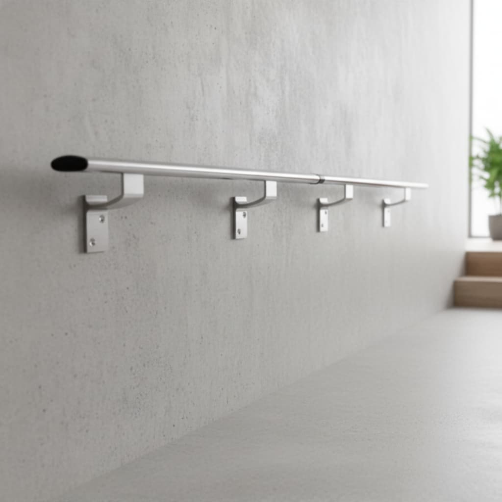Corrimão de Aluminio 3 Metros - Tubo Chato para Parede Escada e Rampa