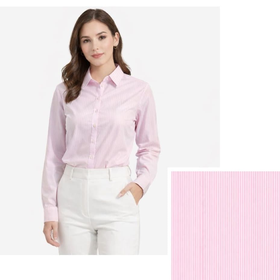Camisa Social Feminina Listrada Manga Longa Algodão com Poliamida Trabalho Plus Size