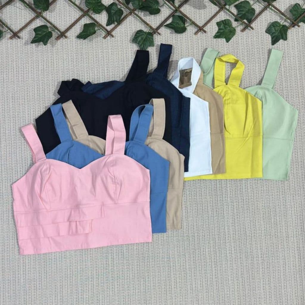 Top cropped plus tecido Bengaline veste 48 a 50 sem bojo