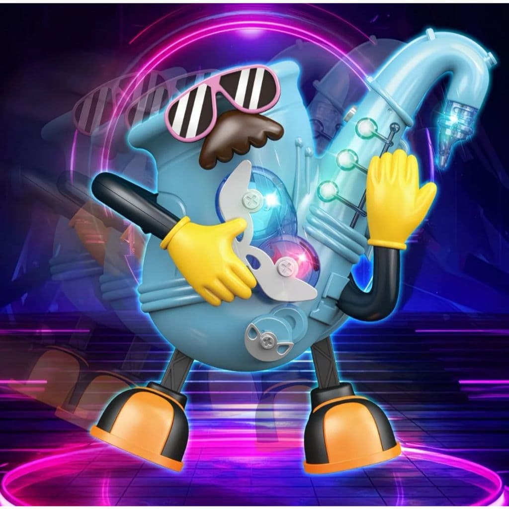 Nova Dança Elétrica Mr. Rock Music Light Swing Saxofone Guitarra Dançando Robô Brinquedo Infantil