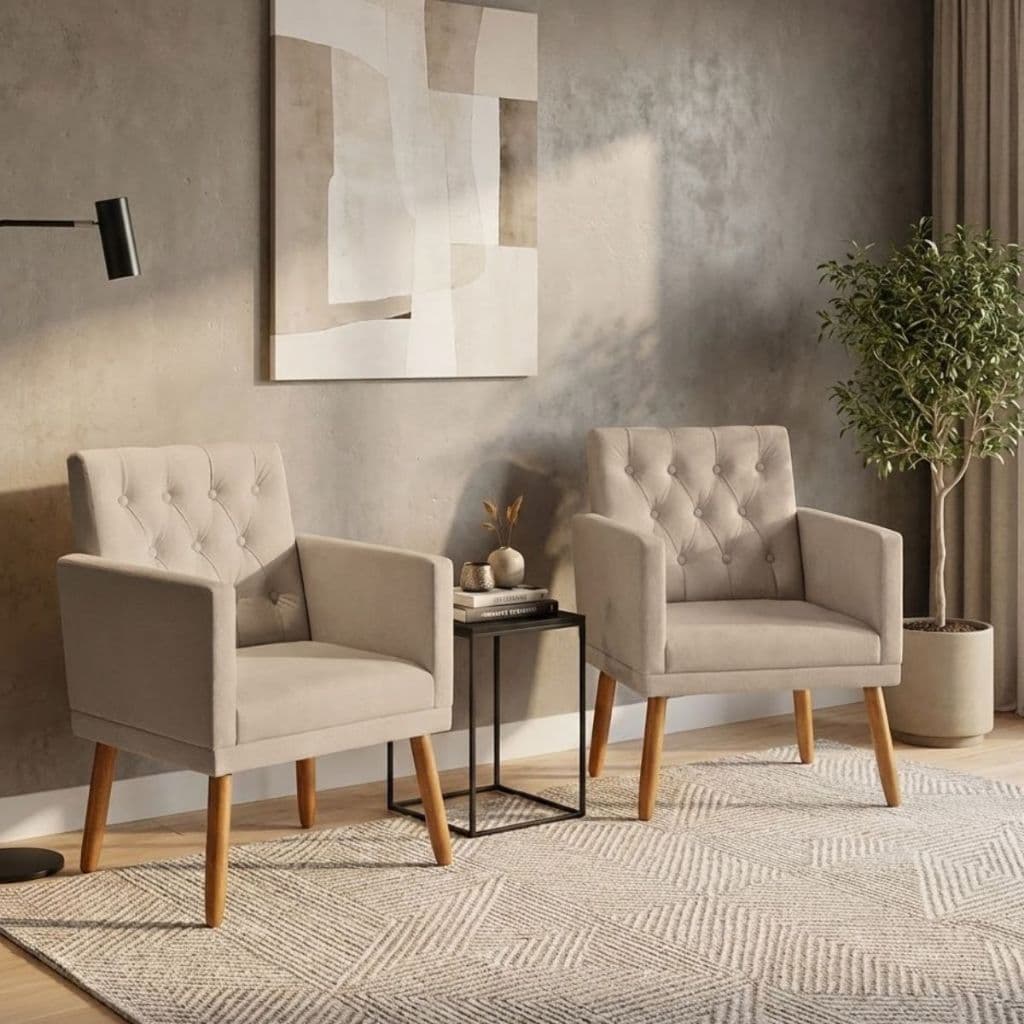 Kit 2 Poltronas Cadeira Decorativa para Escritório Sala de estar Reforçado