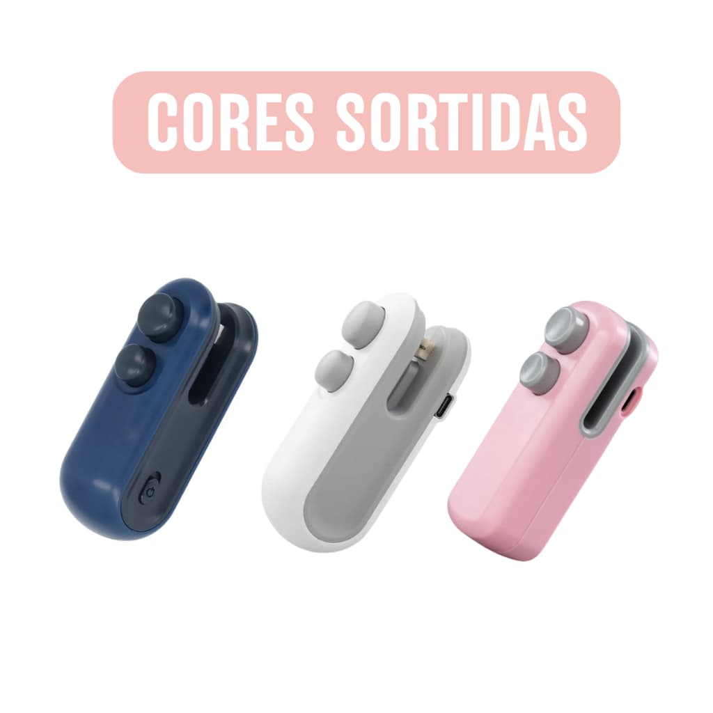 Mini Selador Portátil 2 em 1 para Sacos Plásticos Recarregável Magnético – Cores Sortidas