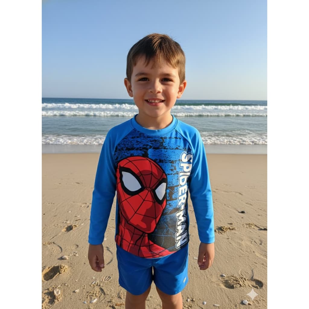 Camiseta Infantil Praia Homem Aranha Proteção UV50+ Marvel