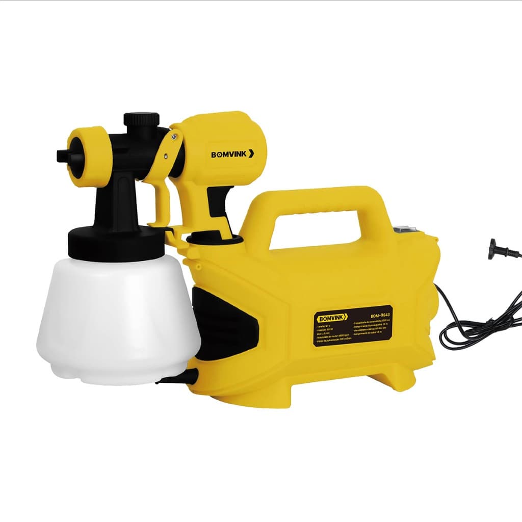 Pistola de Pintura Elétrica Pulverizador 1300ml 800W com LED Cobre Puro 3 Modos BOMVINK 127/220V