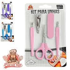 KIT MANICURE COM CORTADOR DE UNHA + LIXA E ACESSORIOS 5 PECAS