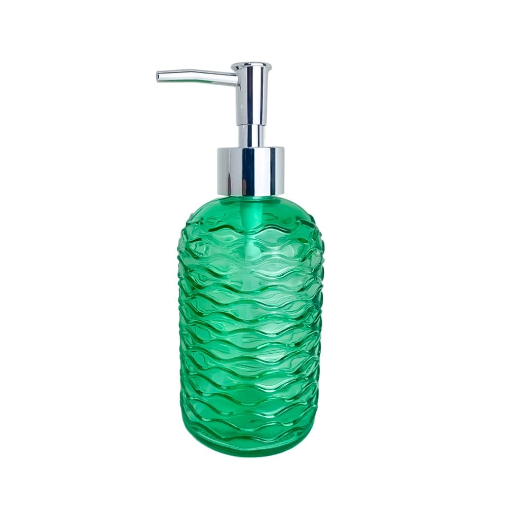 Dispenser Porta Sabonete Líquido Design Ondas De Vidro 400ml Decorativo Lavabo Banheiro
