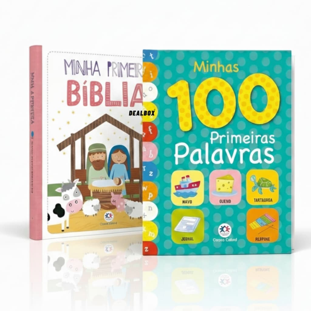 Kit Livro Bíblia Infantil Menina ou Menino + Minhas 100 Primeiras Palavras Presente Bebê Criança