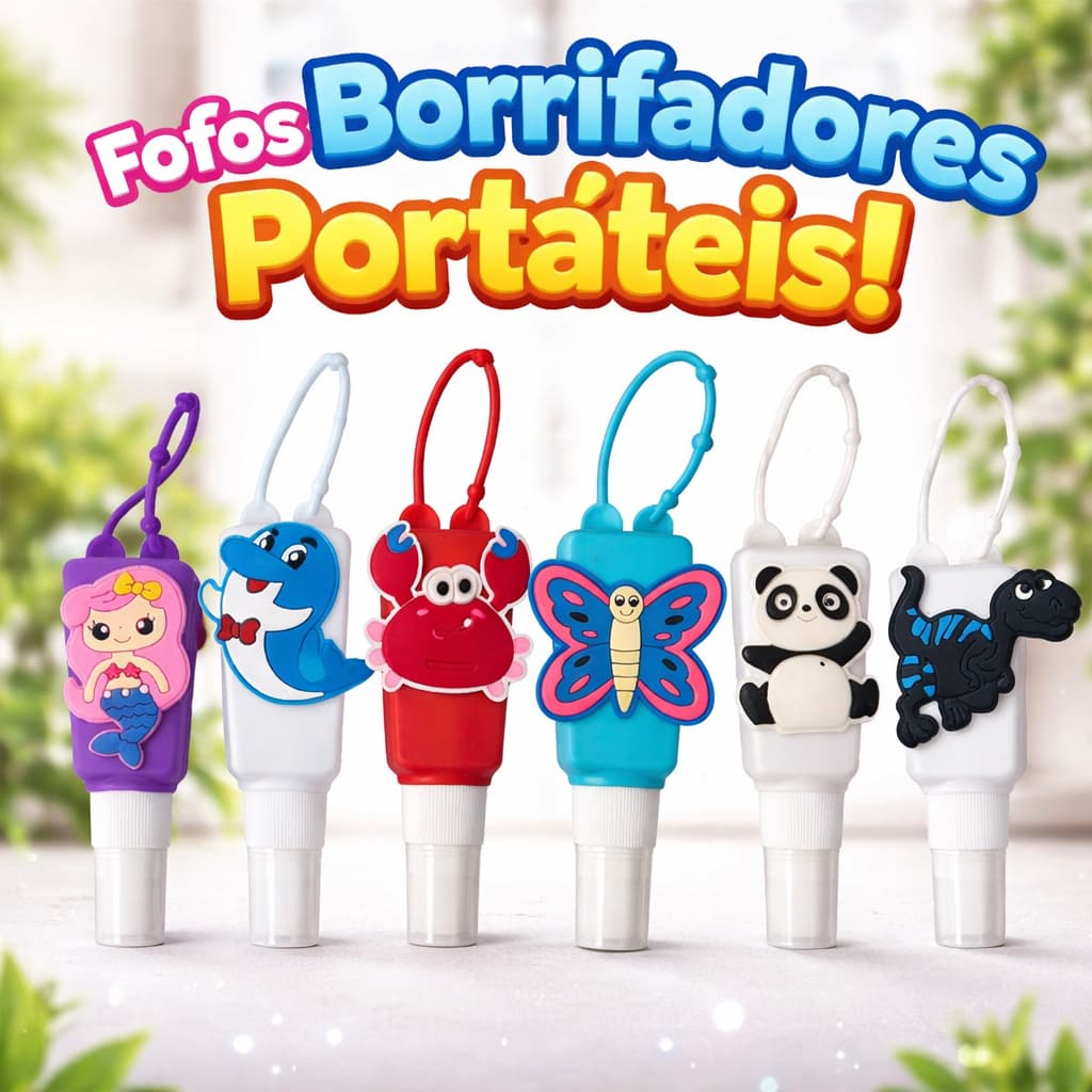 Kit 2 Unidades Borrifador Infantil Chaveiro  Divertidos 25ml