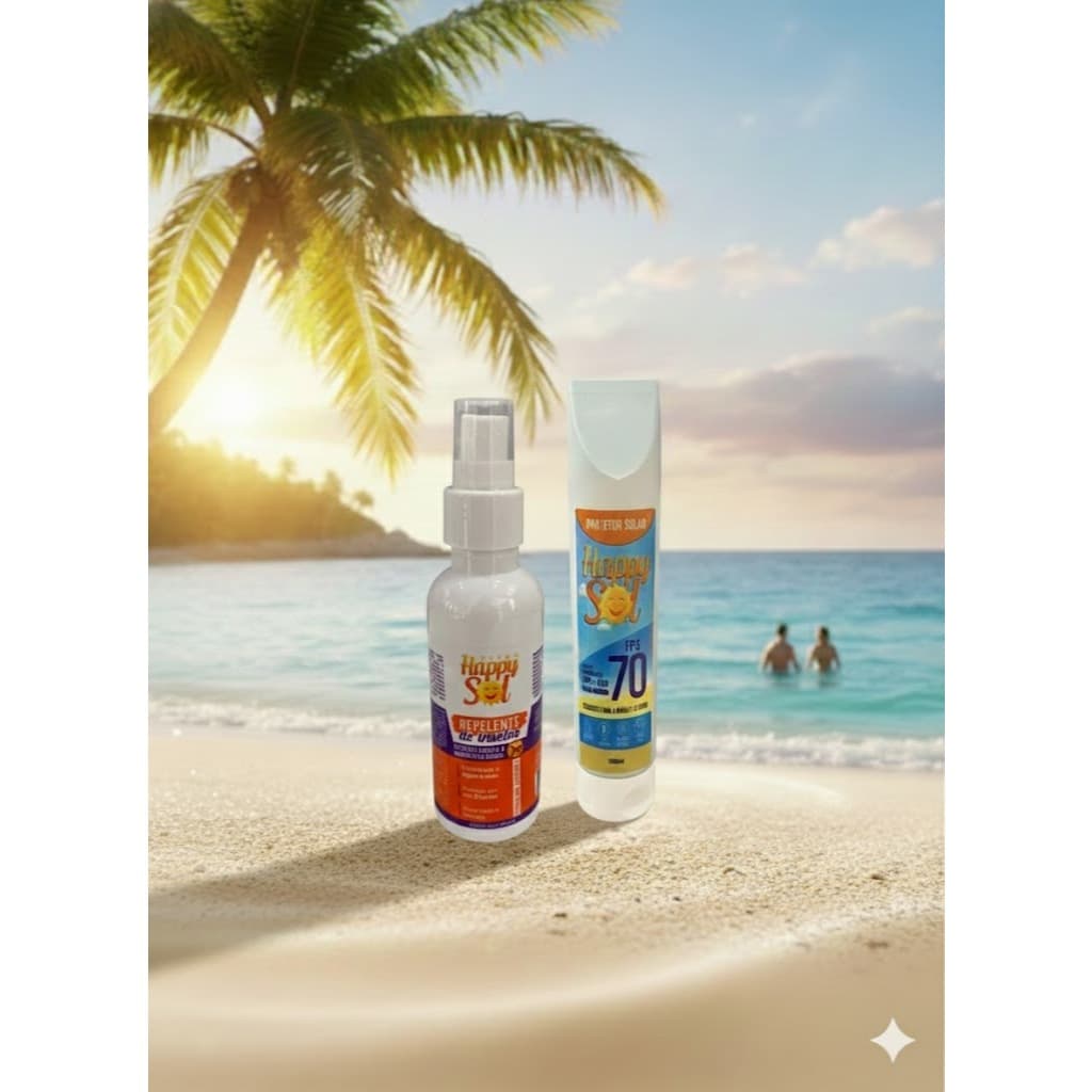 Kit Protetor Solar Antissinais HS FPS 70+Spray Repelente 150mlProteção UVA/UVB+9h Contra Inseto