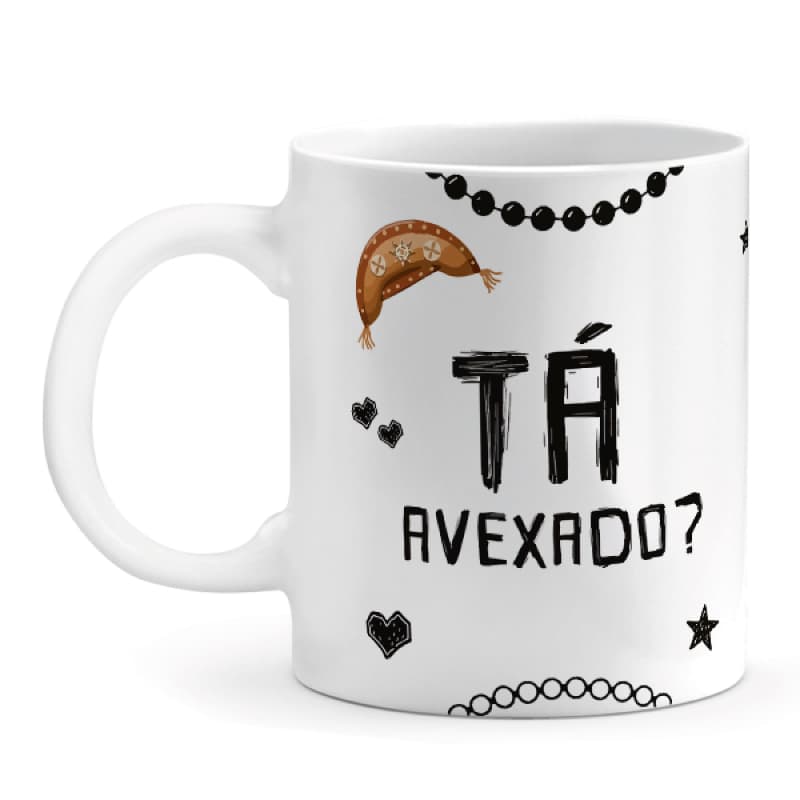 Caneca Tá Avexado? Xilogravura Nordeste I em Cerâmica Branca 325ml