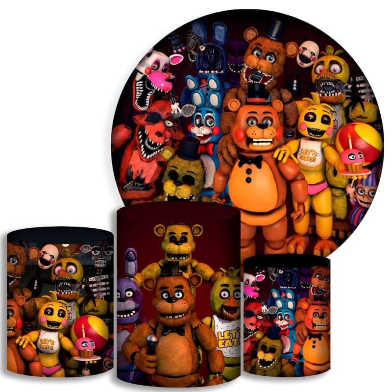 Capas Para Cilindros + Painel - Five Nights  - Kit Decoração Festa / Pegue e Monte