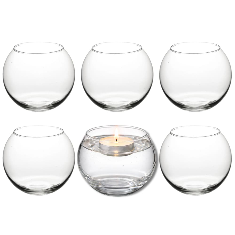 Kit 6 Mini Vaso Vasinho Aquário Castiçal Redondo De Vidro 250ml Centro de Mesa Aniversário Lembrança