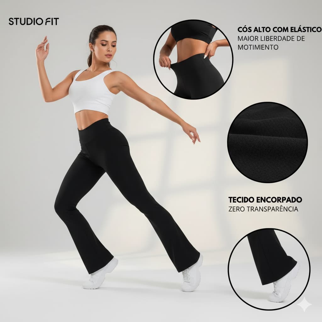 Calça Bailarina Feminina Plus Size Calça Flare Legging Confortável SUPLEX