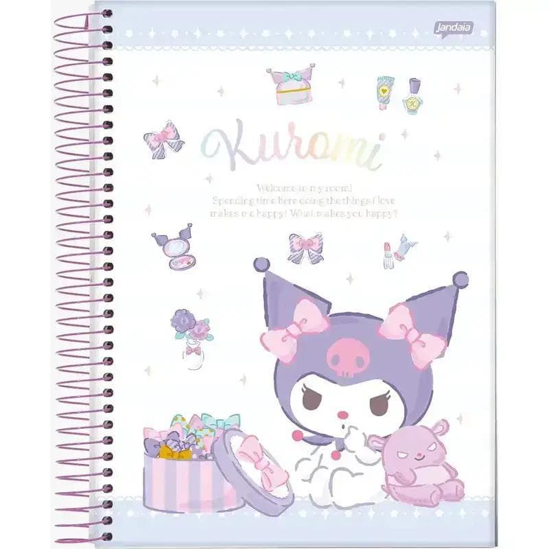 Caderno Espiral 1/4 Capa Dura kuromi 80 folhas Jandaia
