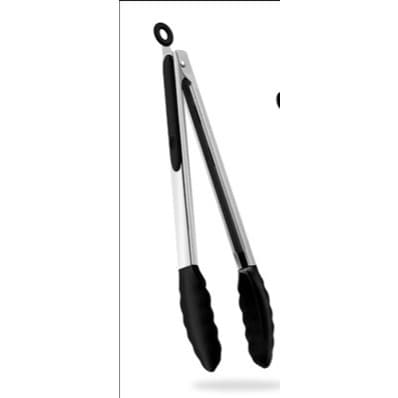 Pegador de Silicone Inox 26 CM Para Carne Churrasco Salada Cozinha Universal