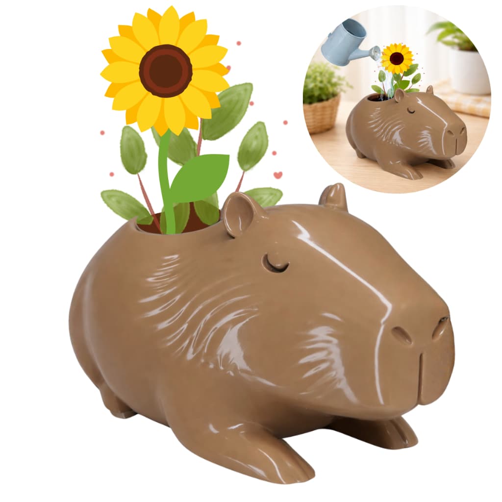 Capivara Decoração Vaso Planta Girassol Casa Sala Jardinagem Decorativo