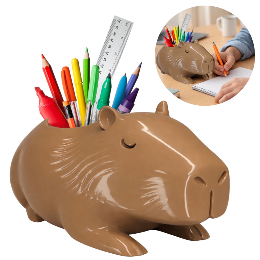 Capivara Porta Treco Organizador Cesta Multiuso Lápis Canetas Pinceis Material Escolar Objetos Personalizado Mesa