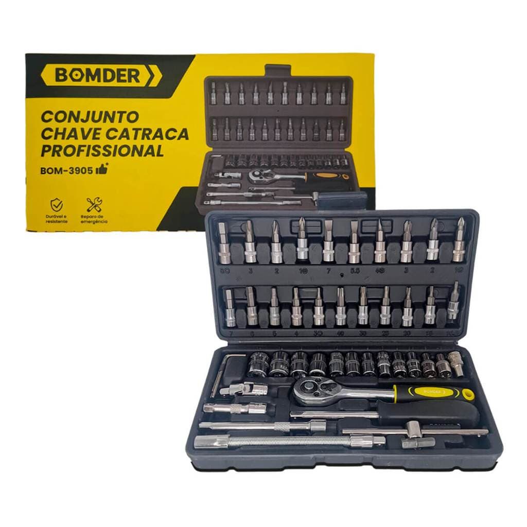 Kit Chave Canhão Catraca Profissional 46 Peças