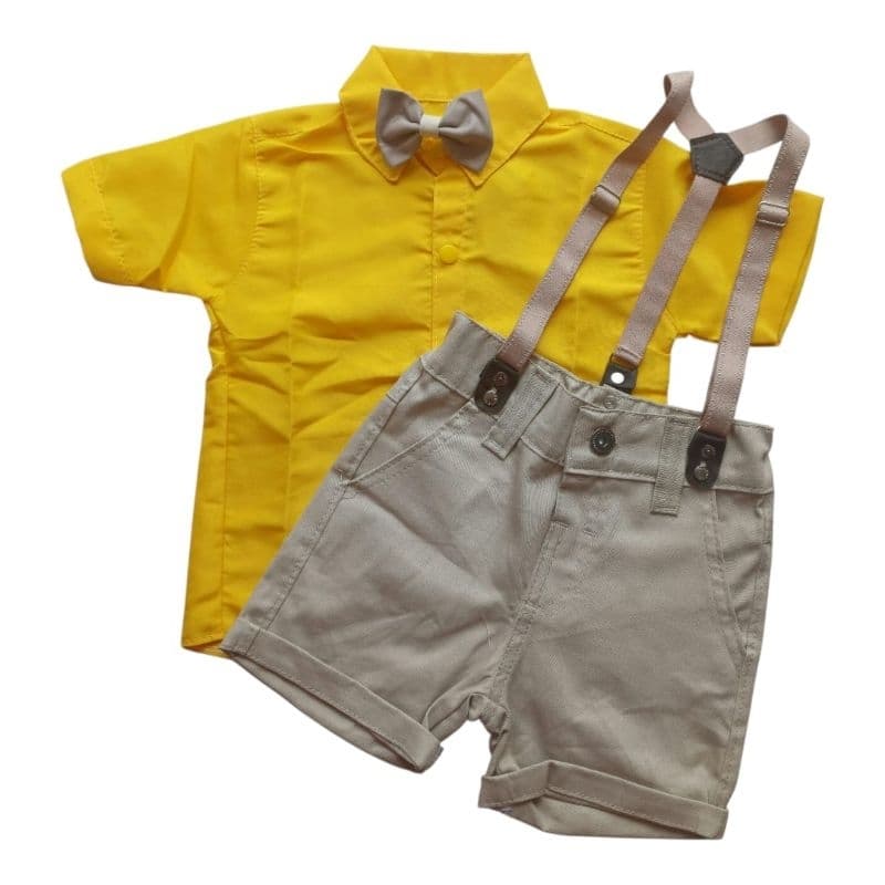 Conjunto infantil Social Menino Casamento Formatura Batizado Camisa Suspensório Gravata