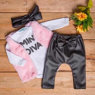 Conjunto Roupa Moda Bebê Menina kit 4 Peças Luxo Modinha infantil Luxo conjuntinho feminino look