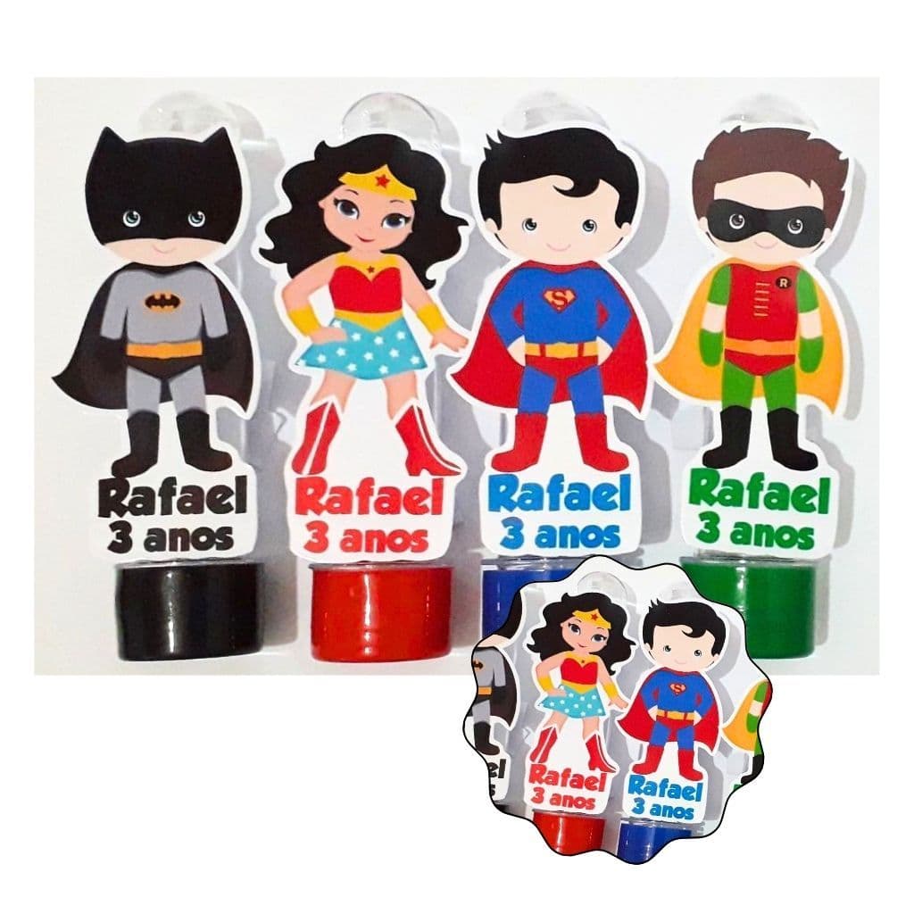 Tubetes Personalizados 3d Liga da Justiça Cute -Tubete para lembrancinhas, decoração, festas e aniversários
