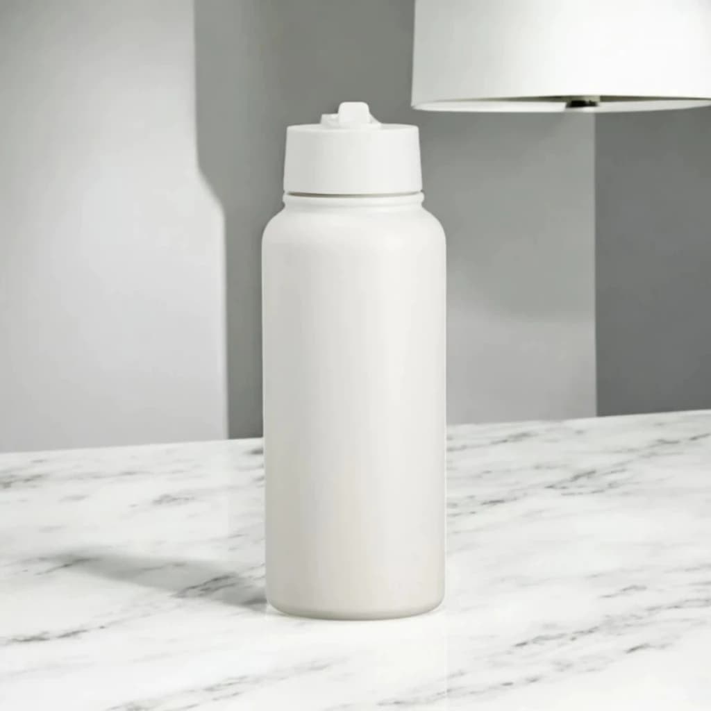 Garrafa Térmica Inox 900ml com Canudo e Tampa Flip Personalizada a Laser