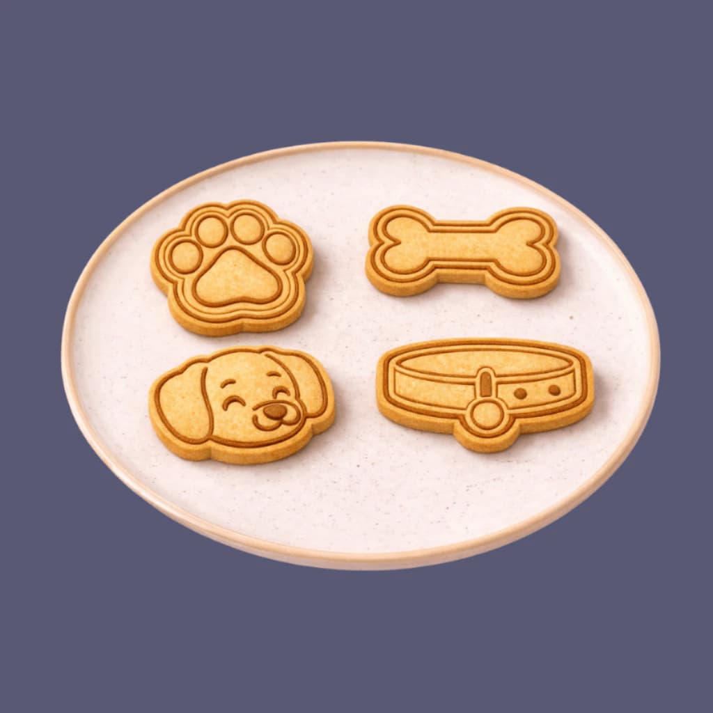Kit 4 Moldes de Cachorrinho Biscoito Pasta americana Massinha Doces